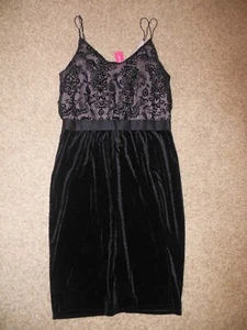 NWT Xhilaration Large Velour Flocked Cutouts Fancy Midi Little Black Dress Strap - Picture 1 of 2