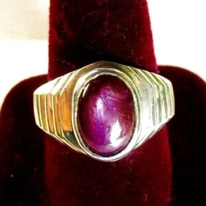 925 St. Silver Ring, With 5.09 Ct. 11 x 8 mm Oval Shape Star Ruby, Size T - Bild 1 von 7