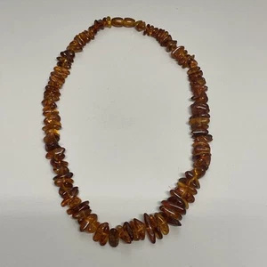 VTG Polished Amber Beaded 26" Necklace - Picture 1 of 12