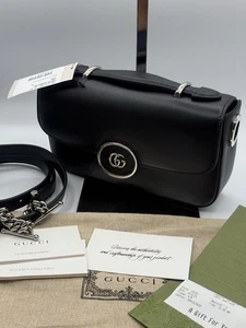 Mini Bolso de Hombro GUCCI Petite GG NUEVO CON ETIQUETAS, Asa Superior en Cuero Negro 739722 - Imagen 1 de 17