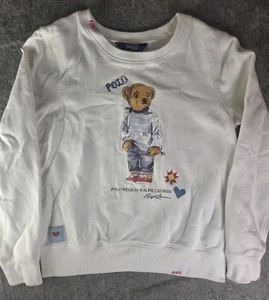 Polo Ralph Lauren Sweatshirt Youth XL 16 White Polo Bear Graphic - Picture 1 of 8