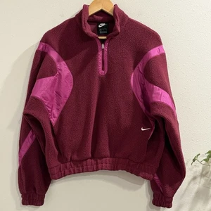 Nike Small Dark Beetroot & Cactus Archive Remix Sweatshirt Stitched Logo Fleece - Bild 1 von 7