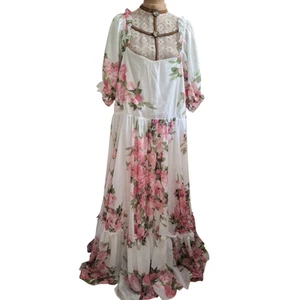 IVY CITY white and pink floral ruffled maxi dress size 3X - Picture 1 of 9