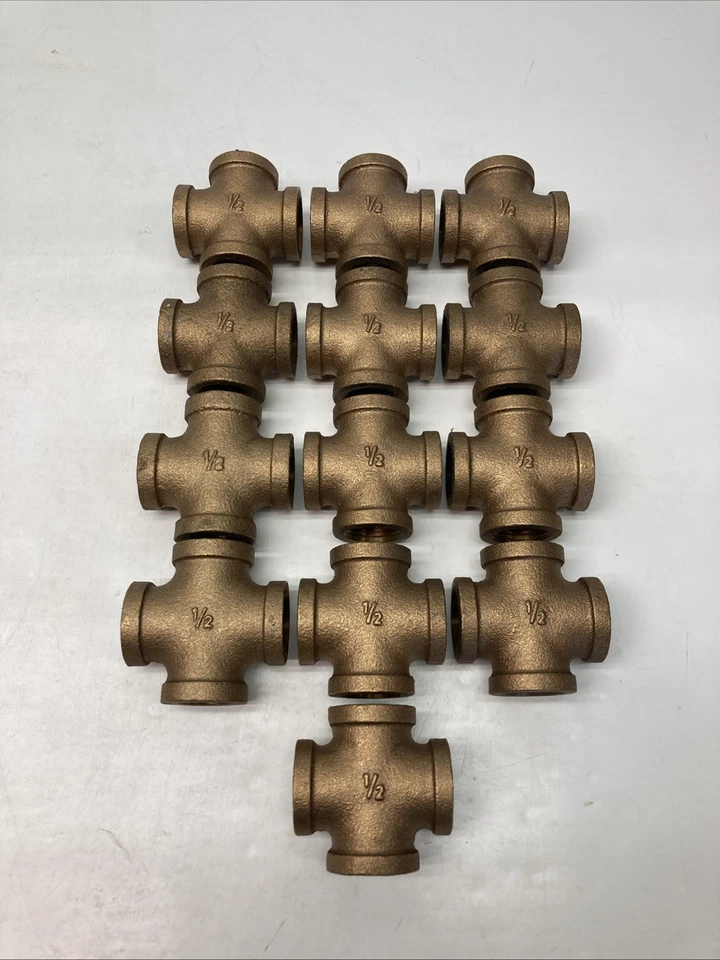Lot of 13 Siam Fittings Brass 4-Way Cross 1/2' NPT Female Pipe Fitting | US SELL - Image 1 of 4
