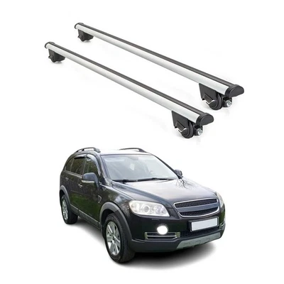 Barras transversais para rack de teto com trava para Chevrolet Captiva 2006-2018 cinza 2 peças - Imagem 1 de 4