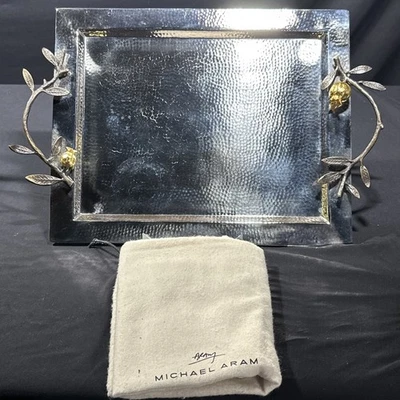MICHAEL ARAM POMEGRANATE  SERVING TRAY WITH 24K Gold  PLATED POMEGRANATE 15 1/4” - Image 1 of 4