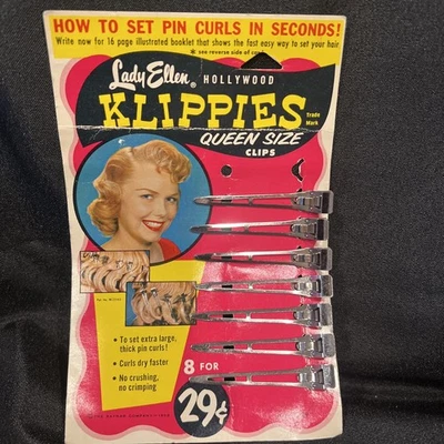 Vintage  1958 Pin Curl Hair Clips! Lady Ellen Hollywood Klippies - New  NOS - Image 1 of 4