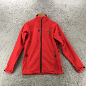 Minnesota Wild NHL Fleece Lined Jacket Mens Small Red Zipped Pockets Mock Neck - Picture 1 of 15