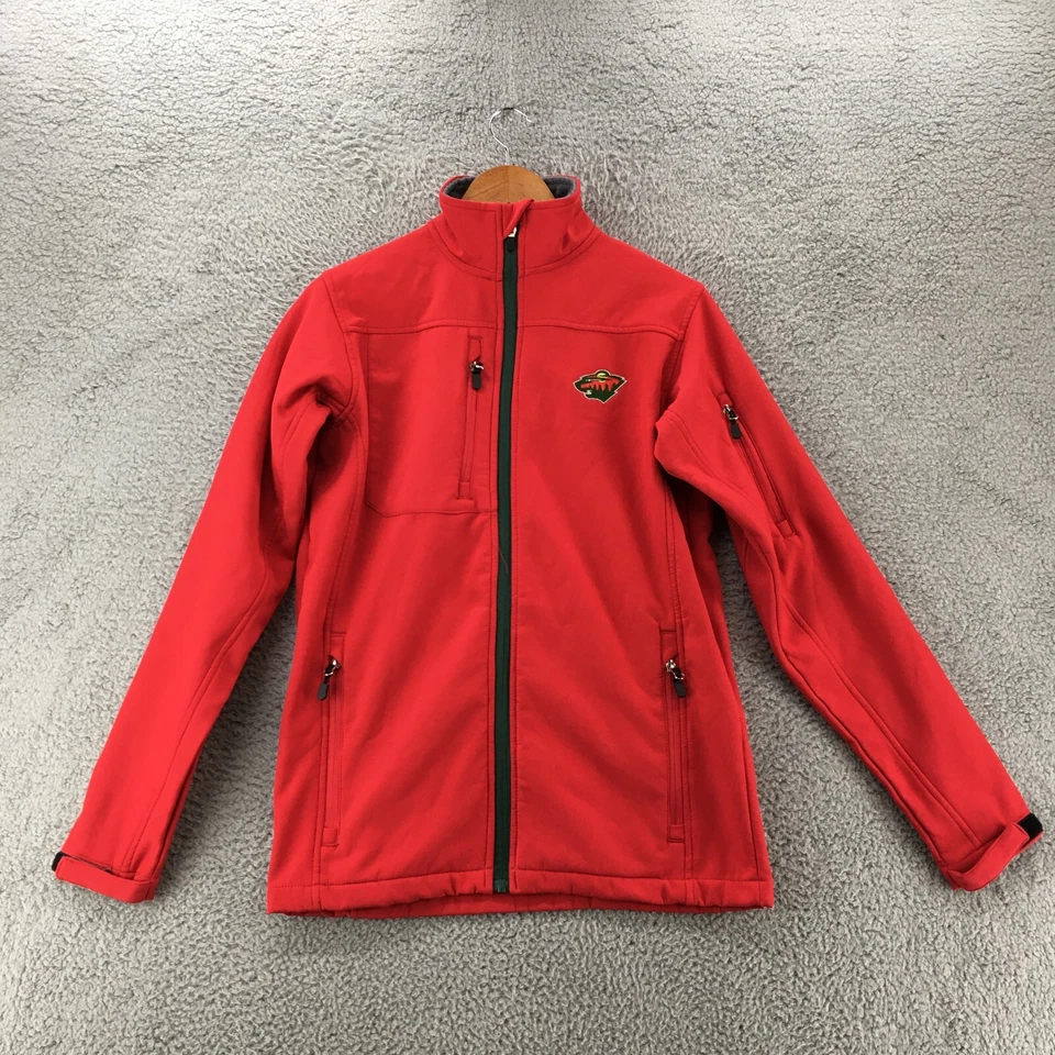 Minnesota Wild NHL Fleece Lined Jacket Mens Small Red Zipped Pockets Mock Neck - Image 1 of 4