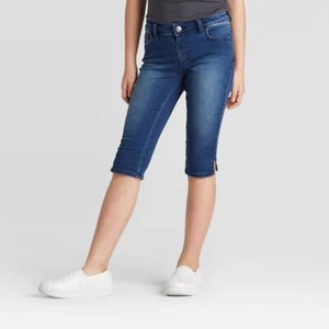 Girls' Soft Jeggings Capri - Cat & Jack Dark Wash XS, Blue - Picture 1 of 1