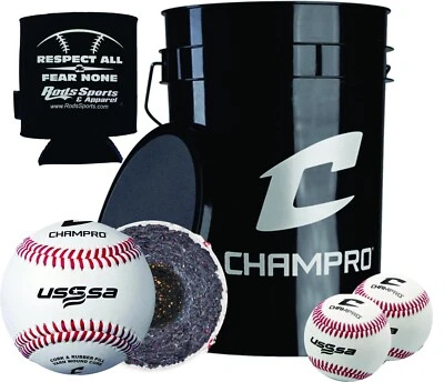 Combo de 30 bolas e balde de beisebol Champro CBB-200US USSSA couro com manga de lata - Imagem 1 de 4