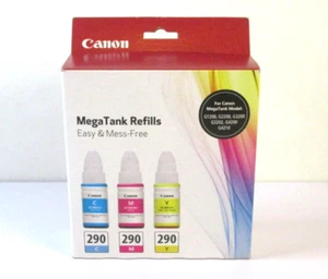 Canon Genuine MegaTank Refills GI-290 Cyan Magenta Yellow Ink Cartridges OEM - Picture 1 of 3