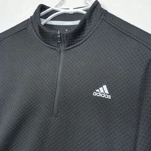 EUC - Adidas Golf Pullover Men's XL Black Textured Zip Performance Long Sleeve - Picture 1 of 8