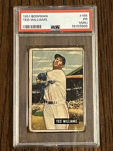 1951 Bowman Ted Williams #165 PSA 1 PR (MK) Baseball HOF Yankees - Picture 1 of 2