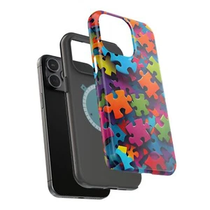 Custodie resistenti magnetiche autismo, cover telefono modello puzzle, telefono consapevolezza sensoriale - Foto 1 di 129