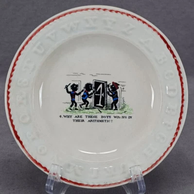 Staffordshire Why Are These Boys Wrong in Their Arithmetic ABC Child's Plate - Image 1 of 4