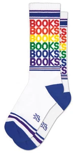 BOOKS Socks by Gumball Poodle Unisex Ribbed Gym Crew Socks Statement Socks - Picture 1 of 6