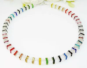 Luxus Halskette Kette Collier Strass mehrfarbig multicolor bunt Edelstahl  508s - Bild 1 von 12