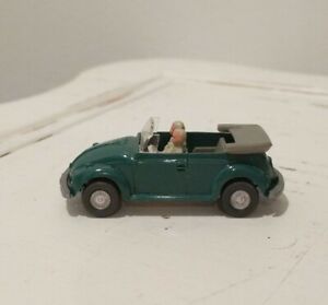 Wiking 33 VW Beetle Convertible Patina Green/Beige vtg Germany cabrio bug