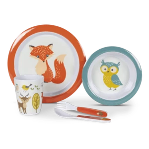 KAMPA PICNIC DINNER SET 4PC WOODLAND CREATURES CHILDRENS CAMPING OUTDOOR BBQ - Picture 1 of 2