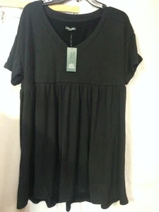 Women's Short Sleeve Babydoll Sweatshirt Dress - Wild Fable Black- S/M/L - Picture 1 of 3