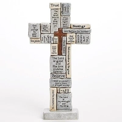 Christian Words and Sayings Crossword Table Cross 12.5 Inch - Image 1 of 4