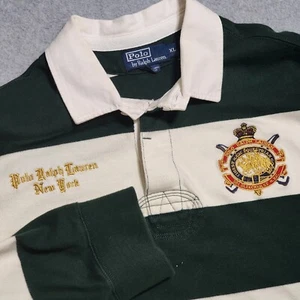 Polo Ralph Lauren Men's Equestrian Crown Logo Striped Long Sleeve Polo Shirt XL - Picture 1 of 12
