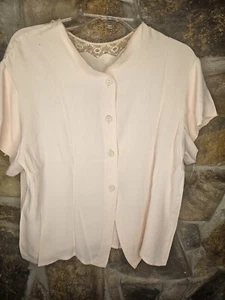 1940's- 50's pink blouse with inset lace handmade - Picture 1 of 6