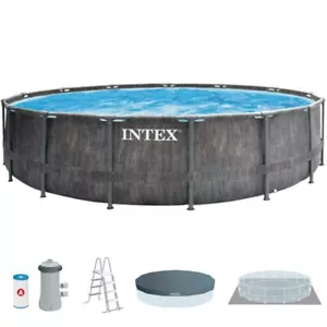 INTEX 457x122cm Frame Swimming Pool Frame Greywood Set Schwimmbecken Schwimmbad - Bild 1 von 8