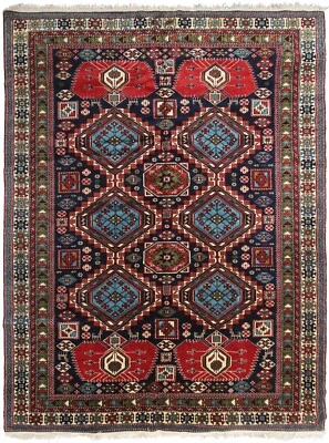 5'x7' Rare Fine Antique Handmade Caucasian Rug Shirvan Rug Tribal Blue c.1920 - Image 1 of 4