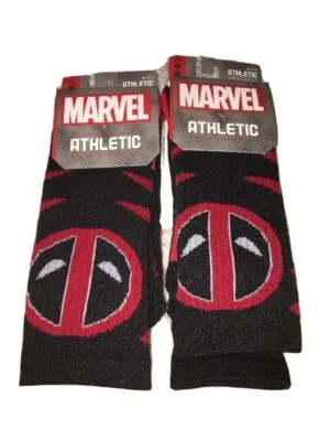 2 XNwt  Wear Marvel Comics Deadpool Adult Athletic Socks Shoes 8-12 - Image 1 of 3