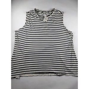 CATO Black Cream Striped Tank Top Woman 26 28W NWT - Picture 1 of 10