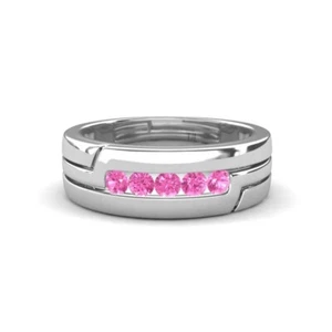 Yellow Sapphire High Polished Men Wedding Band (7.00 mm) in 14K Gold JP: 354824 - Picture 1 of 22