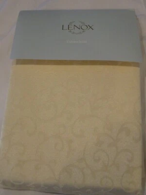 New LENOX Opal Innocence TABLECLOTH Oblong 70" x 86" Gold Ivory Scrolls - Image 1 of 4