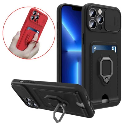 Case For iPhone 16 17 Pro Max 15 14 13 12 Magnetic Ring Stand Card Holder Cover - Image 1 of 4