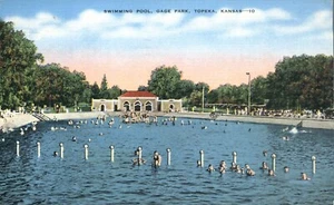 Swimming Pool Gage Park Topeka Kansas 1945 Linen Postcard - Picture 1 of 2