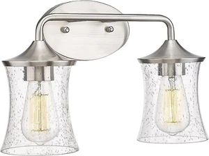 AKEZON 2 Light Brushed Nickel Vanity Lights, Modern Lighting Over Mirror - Picture 1 of 5