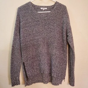 Madewell Landmark Texture Side Zip Sweater Black Crew Neck Knit Sz  S   - Picture 1 of 6