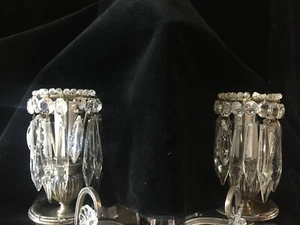 Pair of Unusual Vintage Antique Crystal Prism Bulb Covers / Sleeve / Shade - Picture 1 of 10