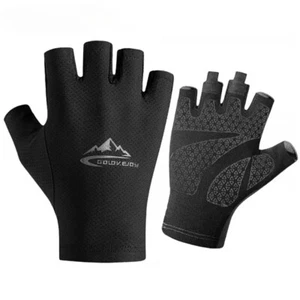 Cycling Gloves Half Finger Ice Silk Sun Protection Breathable Anti Slip Men - Picture 1 of 14