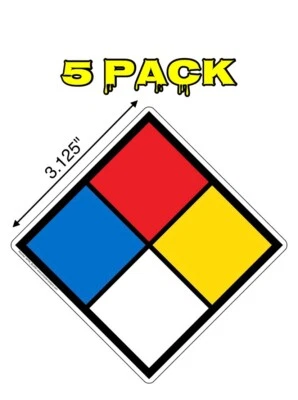 NATIONAL MARKER (5 Pack) 3.125" Blank NFPA 704 Diamond Decal Vinyl Sticker, OSHA Hazmat Placard