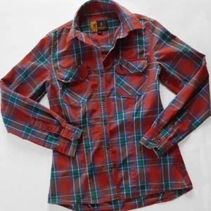 Browning Size PS Petite Red Blue Plaid Roll Tab Sleeve 100% Cotton Button Shirt - Picture 1 of 8