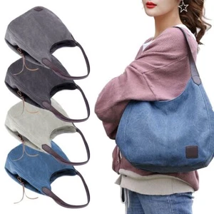 Womens Purse Hobo Travel Messenger Shoulder Bag Ladies Tote Large Canvas Handbag - Picture 1 of 16