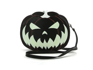 Glow In The Dark Jack O Lantern Pumpkin Crossbody Bag In Vinyl - Picture 1 of 5