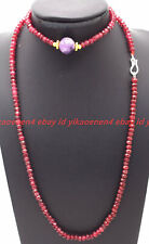 Handmade Natural 2x4mm Faceted Red Jade Gemstone Rondelle Bead Necklace Bracelet