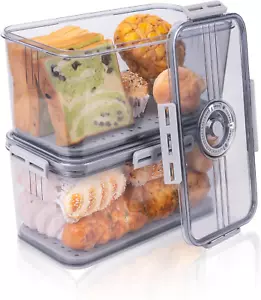 Bread Box 2 Pack Bread Container Airtight, Recording Time Bread Boxes for Kitche - Picture 1 of 12