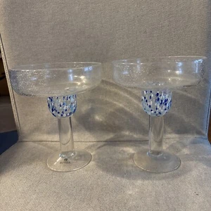 Mundgeblasene mexikanische Margarita Gläser Konfetti Design 2er Set XL Schale 5 1/2" - Bild 1 von 4