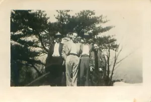 3 Men and a Boy 1950's Black & White Photograph - 3.5 x 2.5 in. - Picture 1 of 2