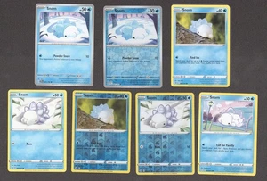 Snom Pokemon Card Collection Set of 7 English Cards Water Type Cute Reverse Holo - Picture 1 of 1