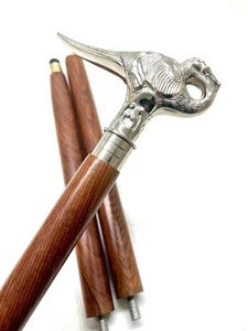 Handmade Victorian Style Swan Handle Walking Cane: Rosewood & Brass Unique Gift - Foto 1 di 5